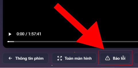 Vị trí nút Báo lỗi trên trang xem phim